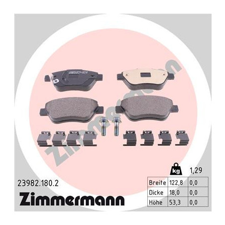 ZIMMERMANN 23982.180.2 Brzdové destičky Přední pro