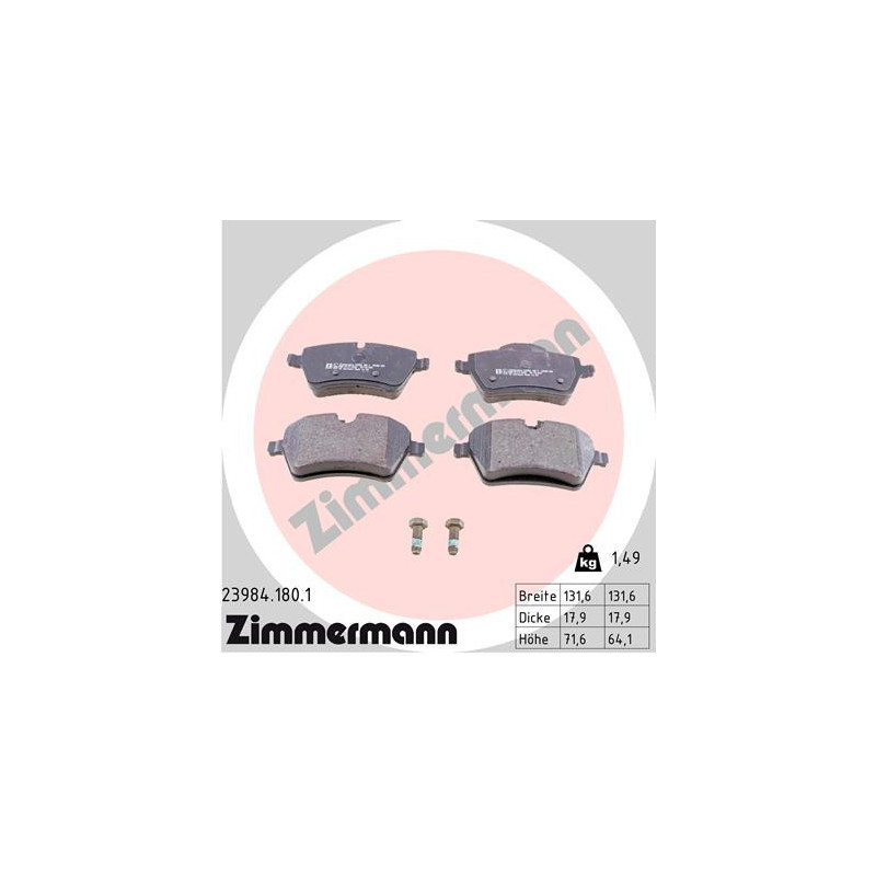 ZIMMERMANN 23984.180.1 Pastillas de freno