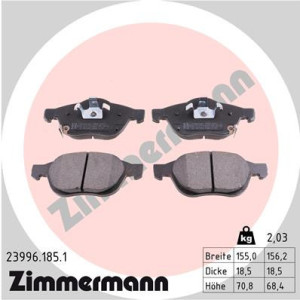 ZIMMERMANN 23996.185.1 Brzdové platničky Predné pre