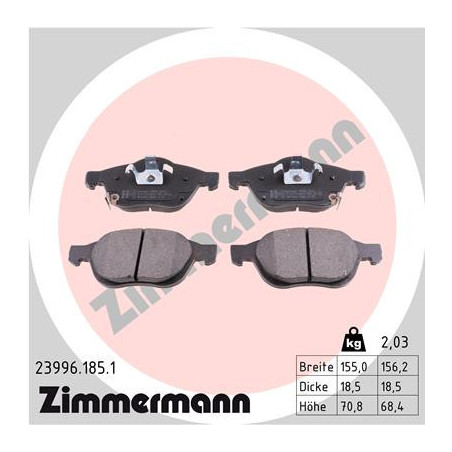 ZIMMERMANN 23996.185.1 Pastillas de freno Delantero para