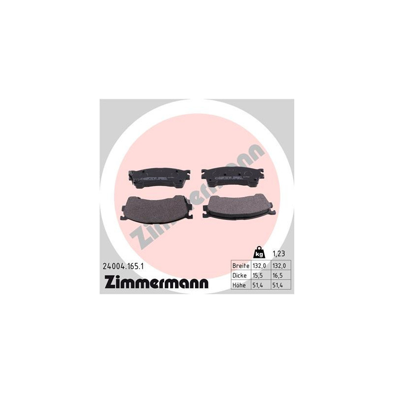 ZIMMERMANN 24004.165.1 Plaquettes de frein Avant pour