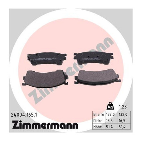 ZIMMERMANN 24004.165.1 Pastiglie freno Anteriore per