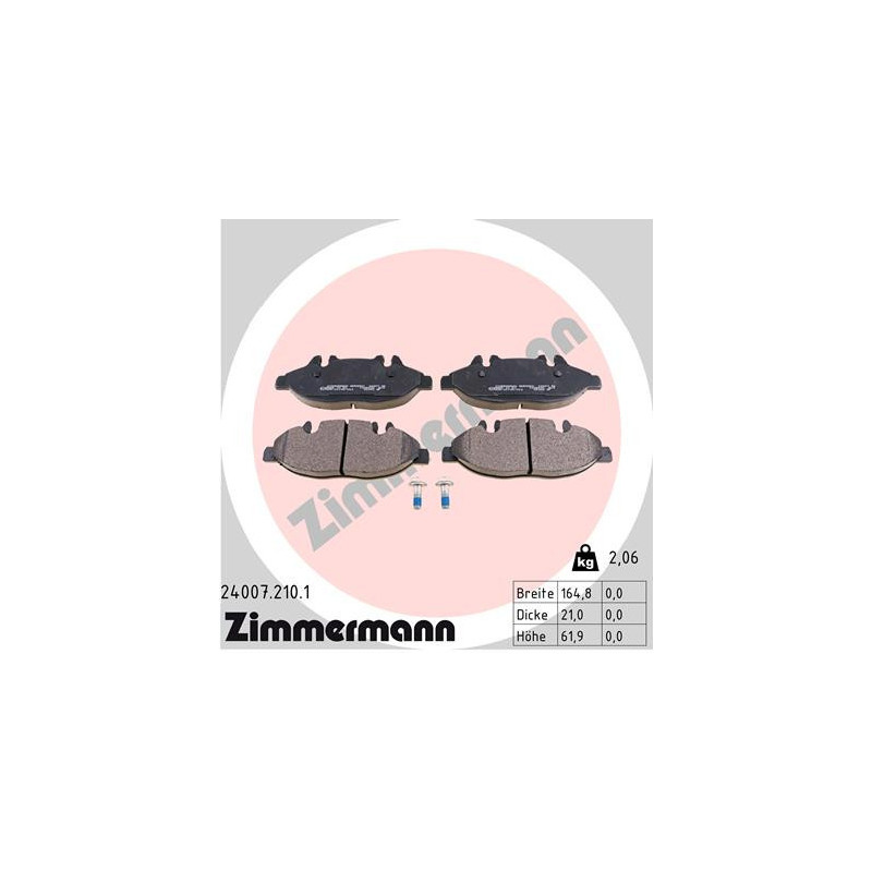 ZIMMERMANN 24007.210.1 Pastiglie freno Anteriore per