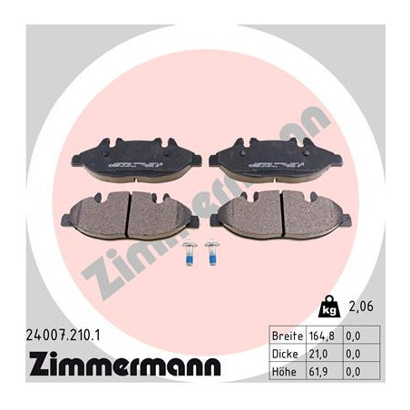ZIMMERMANN 24007.210.1 Brzdové destičky Přední pro