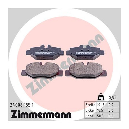 ZIMMERMANN 24008.185.1 Brake Pads Set Rear for
