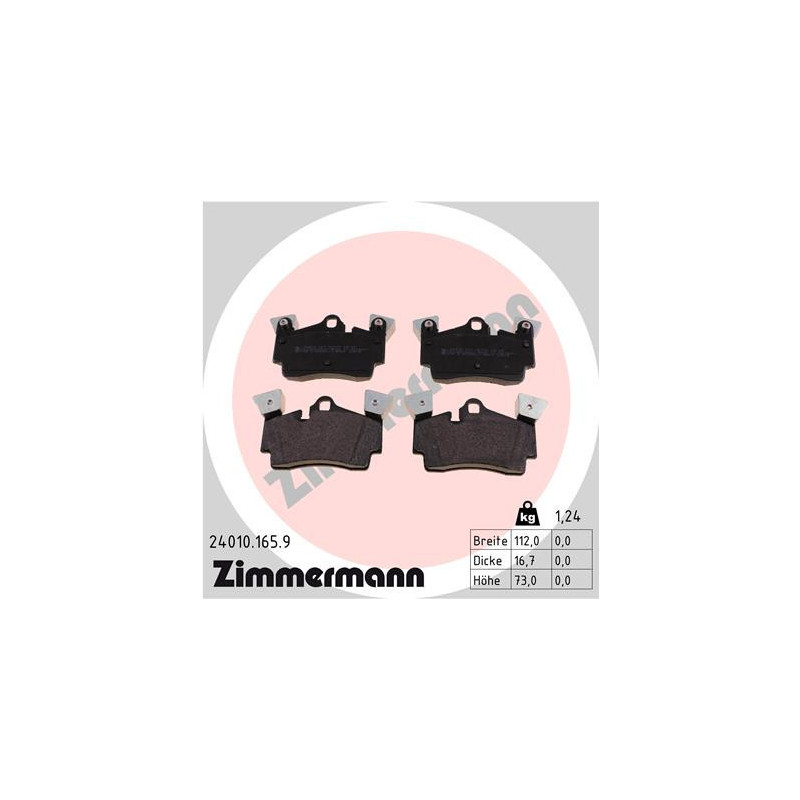 ZIMMERMANN 24010.165.9 Brake Pads Set Rear for