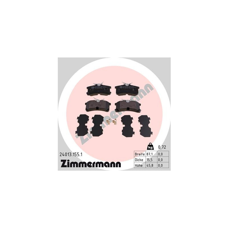 ZIMMERMANN 24013.155.1 Brzdové platničky Zadné pre