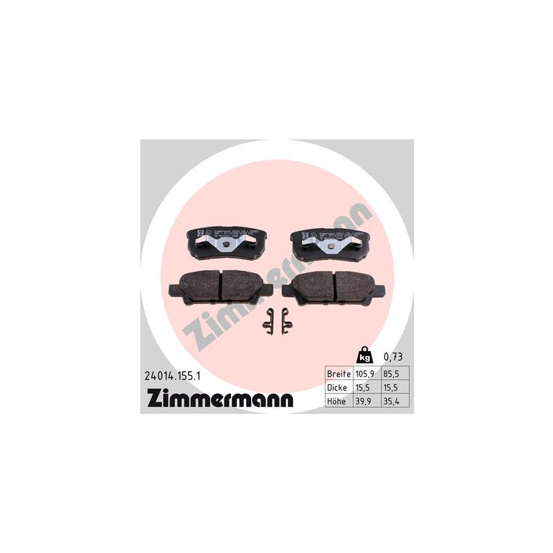 ZIMMERMANN 24014.155.1 Brzdové platničky Zadné pre