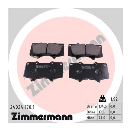ZIMMERMANN 24024.170.1 Brzdové platničky Predné pre