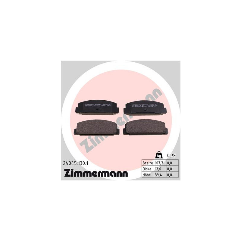ZIMMERMANN 24045.130.1 Plaquettes de frein Arrière pour