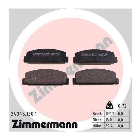 ZIMMERMANN 24045.130.1 Klocki hamulcowe Tył dla