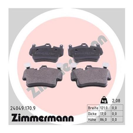 ZIMMERMANN 24049.170.9 Klocki hamulcowe Tył dla