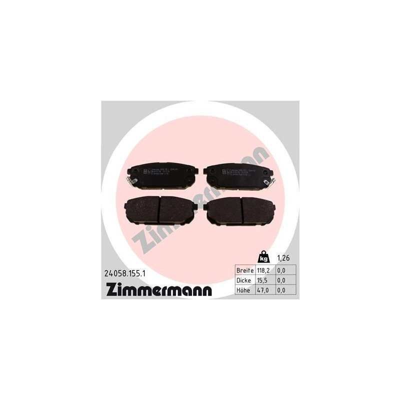 ZIMMERMANN 24058.155.1 Brake Pads Set Rear for
