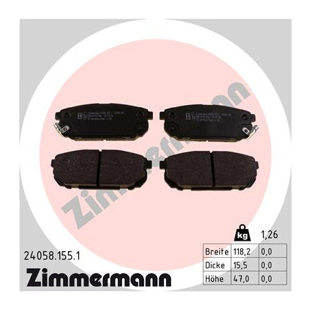 ZIMMERMANN 24058.155.1 Bremsbeläge Hinten für