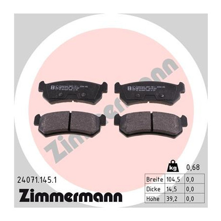 ZIMMERMANN 24071.145.1 Klocki hamulcowe Tył dla