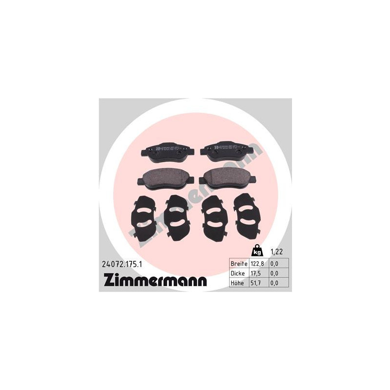 ZIMMERMANN 24072.175.1 Bremsbeläge Vorne für