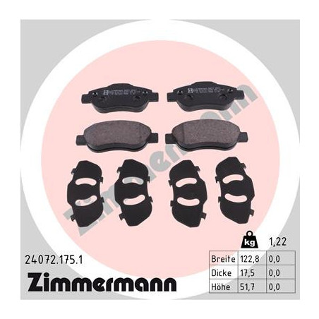 ZIMMERMANN 24072.175.1 Klocki hamulcowe Przód dla