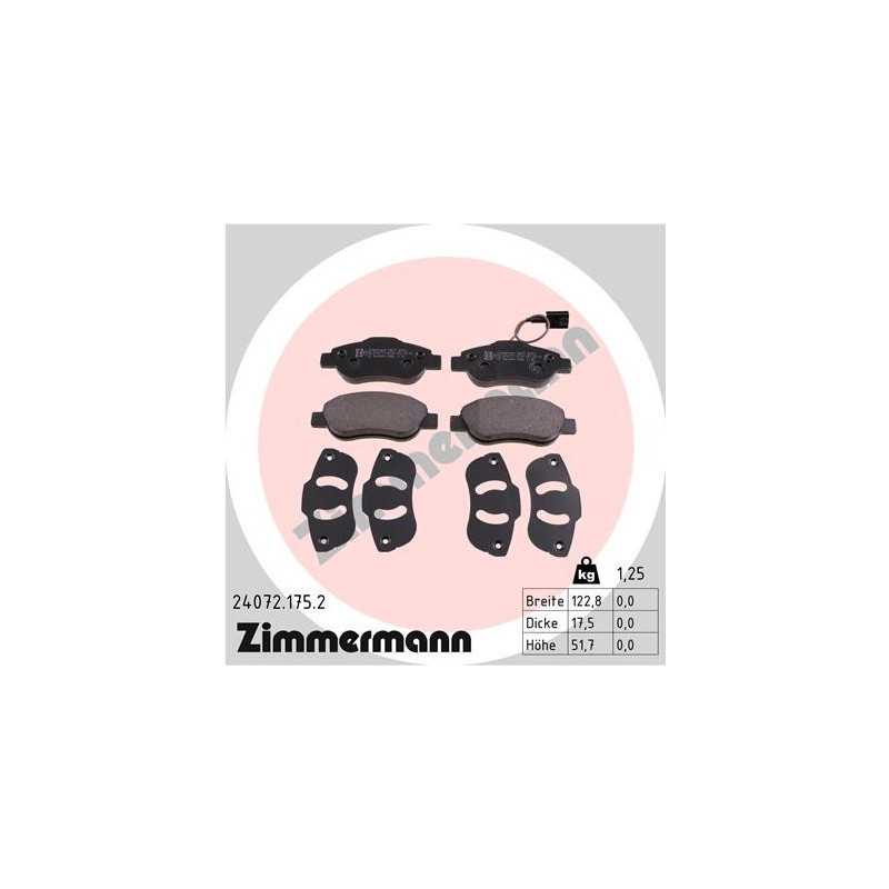 ZIMMERMANN 24072.175.2 Brake Pads Set Front for