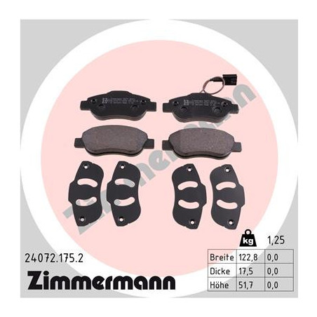 ZIMMERMANN 24072.175.2 Brzdové destičky Přední pro
