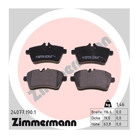 ZIMMERMANN 24077.190.1 Brzdové destičky Přední pro