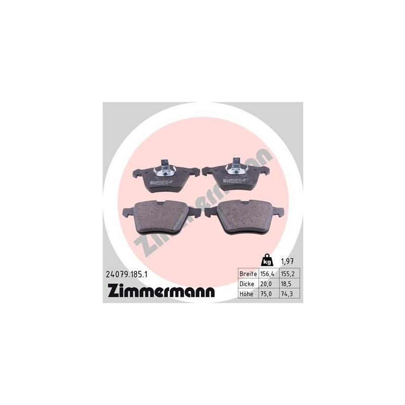 ZIMMERMANN 24079.185.1 Pastillas de freno Delantero para
