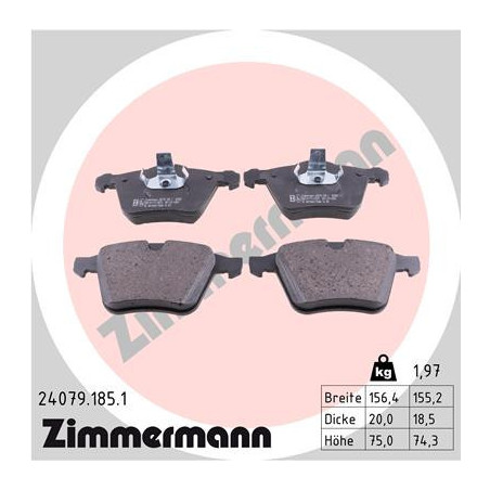 ZIMMERMANN 24079.185.1 Brzdové platničky Predné pre