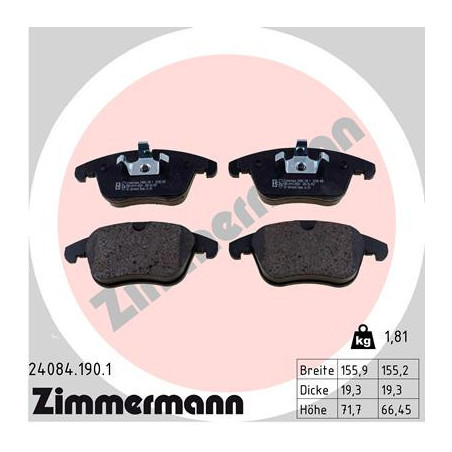 ZIMMERMANN 24084.190.1 Bremsbeläge Vorne für