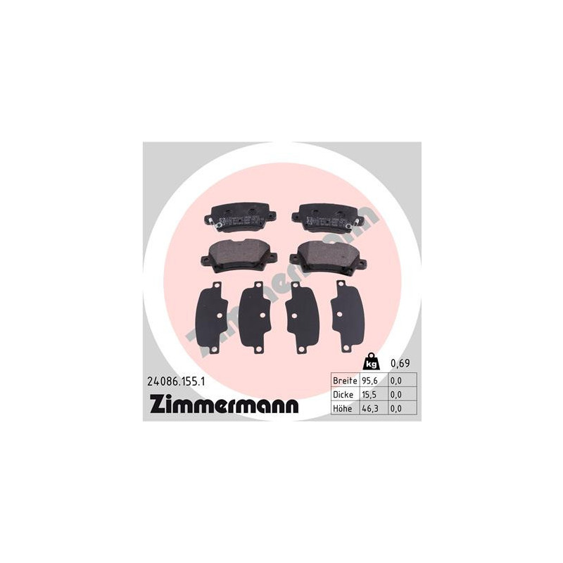 ZIMMERMANN 24086.155.1 Bremsbeläge Hinten für