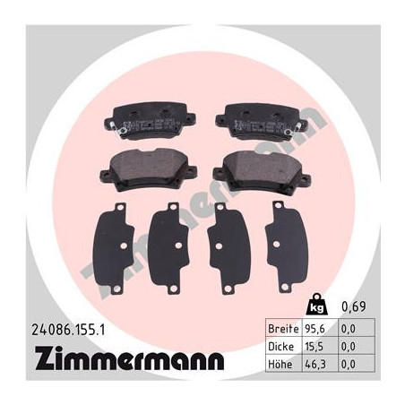 ZIMMERMANN 24086.155.1 Bremsbeläge Hinten für
