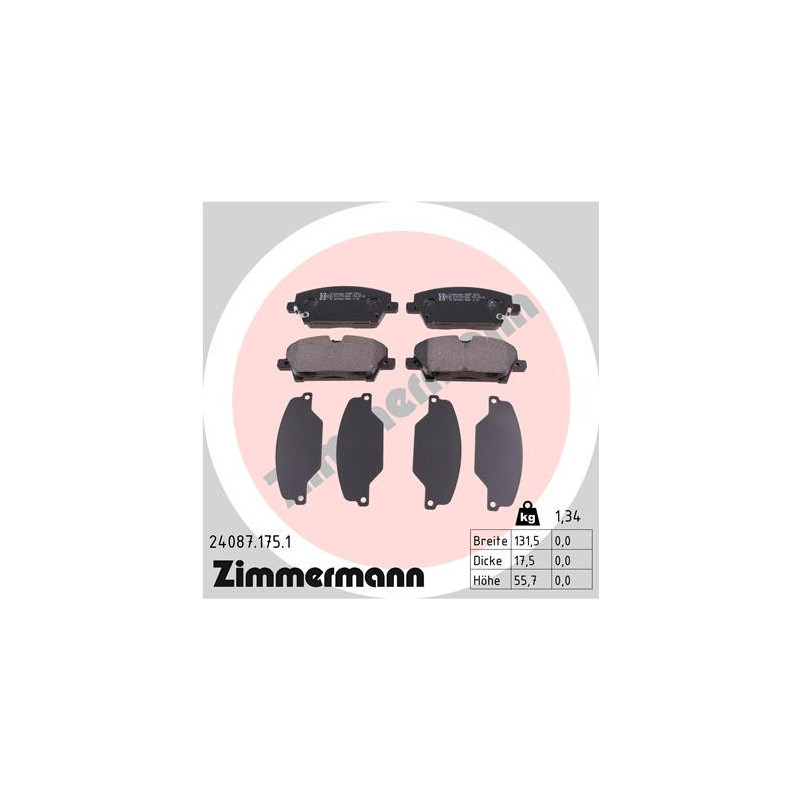 ZIMMERMANN 24087.175.1 Brzdové platničky Predné pre