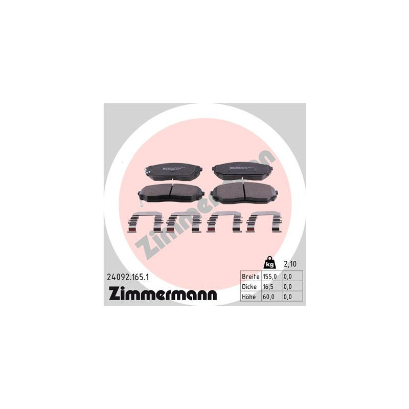 ZIMMERMANN 24092.165.1 Klocki hamulcowe Przód dla