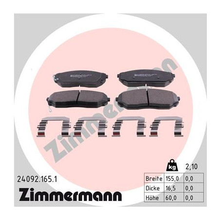 ZIMMERMANN 24092.165.1 Klocki hamulcowe Przód dla