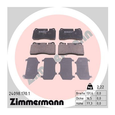 ZIMMERMANN 24098.170.1 Klocki hamulcowe Przód dla
