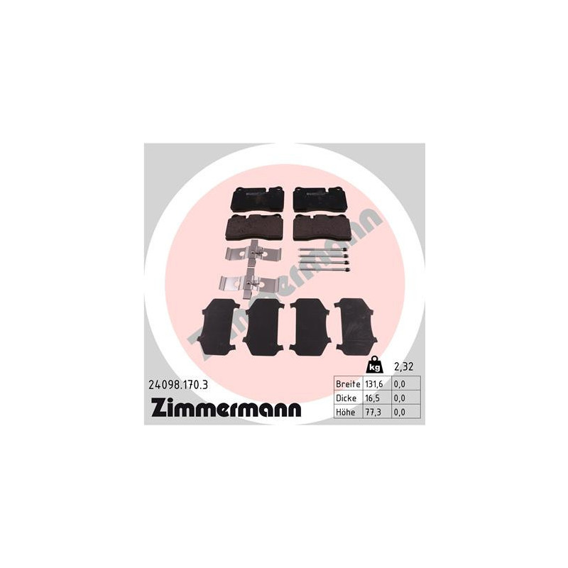 ZIMMERMANN 24098.170.3 Brzdové platničky Predné pre