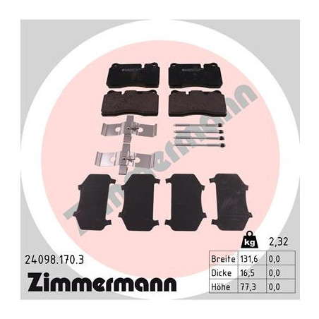 ZIMMERMANN 24098.170.3 Brzdové destičky Přední pro