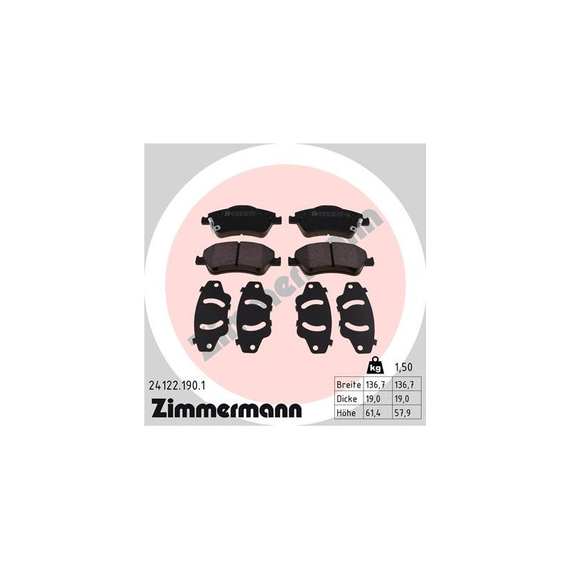 ZIMMERMANN 24122.190.1 Pastiglie freno