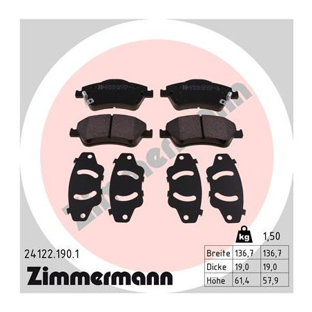 ZIMMERMANN 24122.190.1 Bremsbeläge