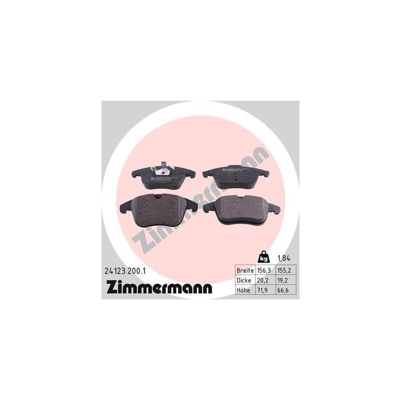 ZIMMERMANN 24123.200.1 Bremsbeläge Vorne für