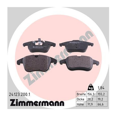 ZIMMERMANN 24123.200.1 Brzdové platničky Predné pre