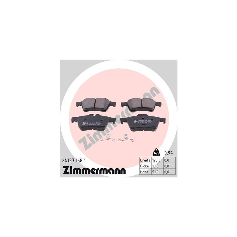 ZIMMERMANN 24137.168.1 Brzdové platničky Zadné pre