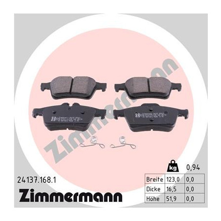 ZIMMERMANN 24137.168.1 Brzdové platničky Zadné pre