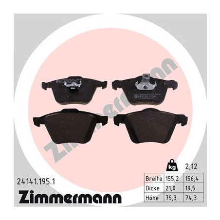ZIMMERMANN 24141.195.1 Bremsbeläge Vorne für
