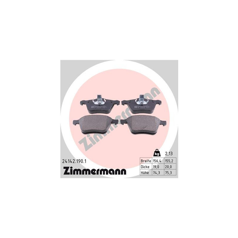 ZIMMERMANN 24142.190.1 Brake Pads Set Front for
