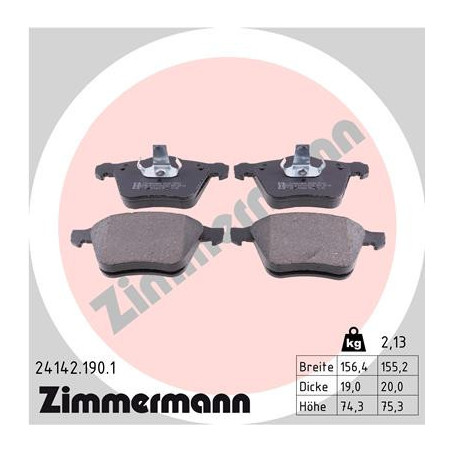 ZIMMERMANN 24142.190.1 Pastiglie freno Anteriore per