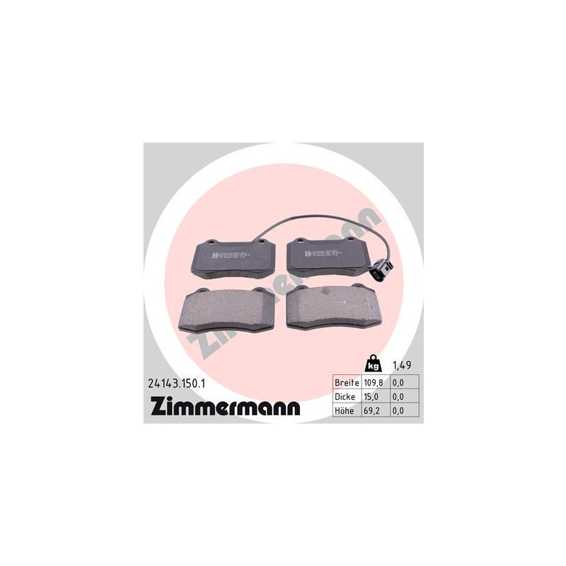 ZIMMERMANN 24143.150.1 Pastiglie freno Anteriore per