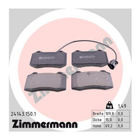 ZIMMERMANN 24143.150.1 Pastiglie freno Anteriore per
