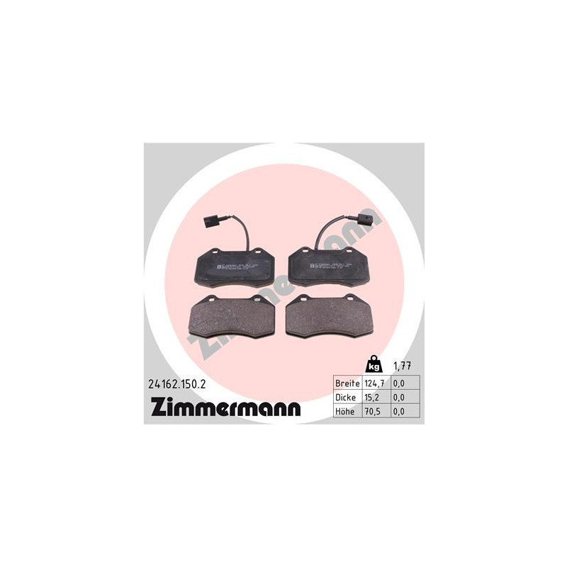 ZIMMERMANN 24162.150.2 Plaquettes de frein Avant pour