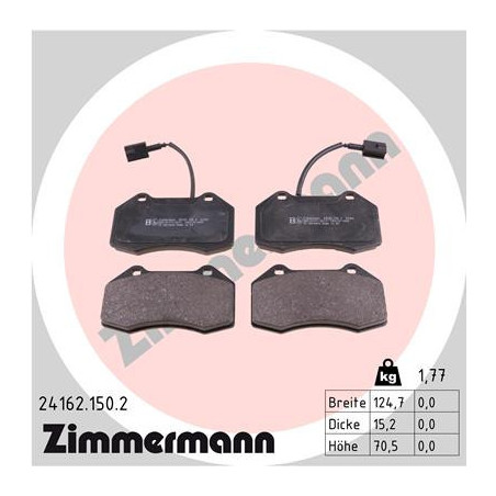 ZIMMERMANN 24162.150.2 Klocki hamulcowe Przód dla