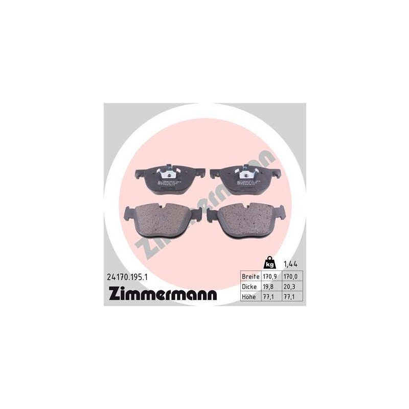 ZIMMERMANN 24170.195.1 Brzdové destičky Přední pro