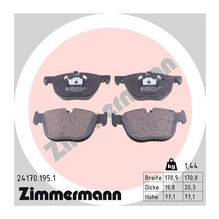 ZIMMERMANN 24170.195.1 Brzdové platničky Predné pre